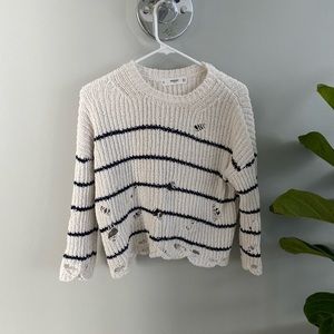 Mango brand stripe distressed style sweater